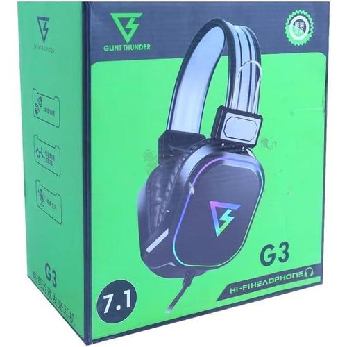 Casque Gaming Pro Surround 7.1 Design Carré Unique, Confort Pro & Éclairage Rgb +sticker thumbnail 3