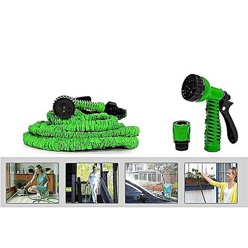 Magic Hose Tuyau Arrosage Extensible 45m + Pistolet À Eau 7 Jets + Embouts Universels -longueur 45 M/ 150 Ft Vert