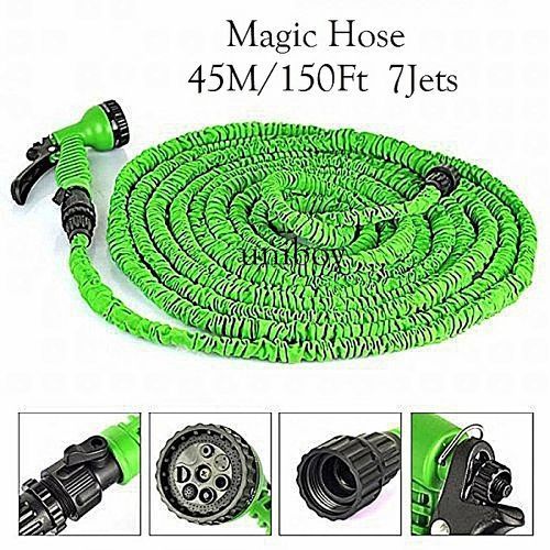 Magic Hose Tuyau Arrosage Extensible 45m + Pistolet À Eau 7 Jets + Embouts Universels -longueur 45 M/ 150 Ft Vert thumbnail 3