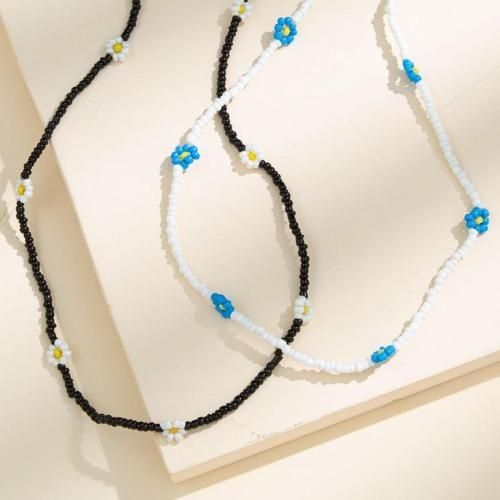 2 Chaîne Blanc Et Noir De Lunettes Flower Beads