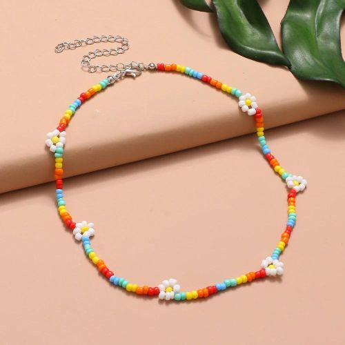 Collier Arc En Ciel Colors Flower Beads