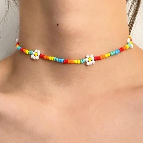 Collier Arc En Ciel Colors Flower Beads