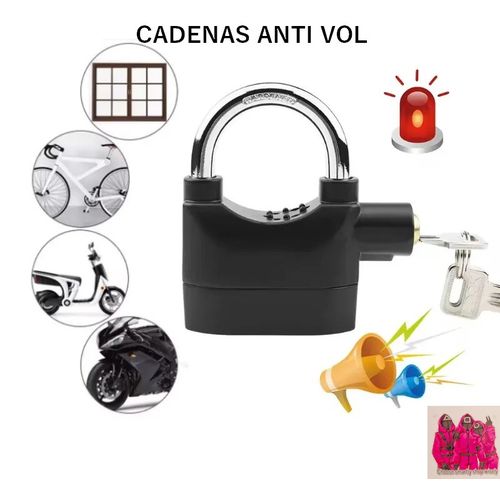 Cadenas Anti-vol Avec Fonction Alarme 100db + Sticker 