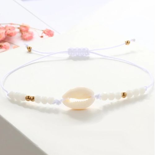 Bracelet Blanc Cristal Beads & Wed3a Coquillage