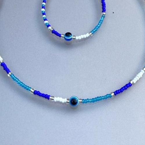 Pack Collier & Bracelet Blue & White & Blue Eye thumbnail 3