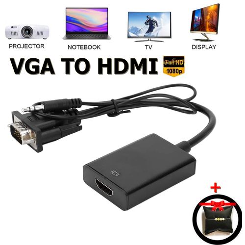 Adaptateur Full Hd Vga To Hdmi + Bracelet Hope Offert