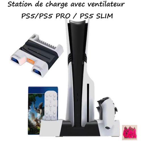 Station De Charge Verticale Avec Ventilateur De Refroidissement Pour Ps5/ps5 Pro / Ps5 Slim + Sticker thumbnail 3