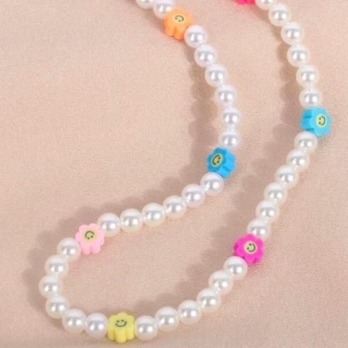 Colorful Flower Emoji Collier & Perle Simple