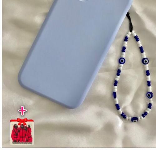 Sangle Lanière Phone Strap Œil Bleu Perle Blanc 