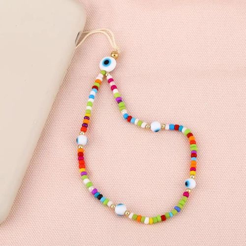 Sangle Lanière Phone Strap Multi Perle White Œil
