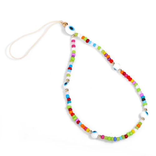 Sangle Lanière Phone Strap Multi Perle White Œil
