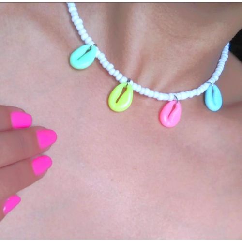 Collier Blanc & Colorful Wed3a Coquillage