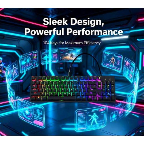 Clavier Gaming Mécanique 104 Keys Rgb Red Switch + Tapis Offert