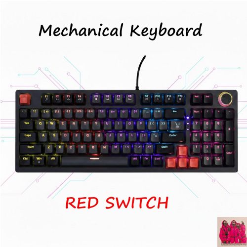 Clavier Gaming Mécanique 96 Keys Noir & Gris With Knob Red Switch 