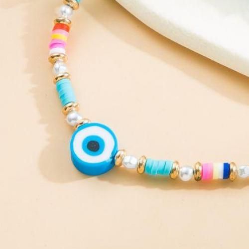 Bracelet Perle Ciel Heishi & Ciel Big Oeil