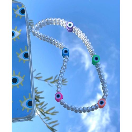 Sangle Lanière Phone Strap Colorful Big Oeil & Classique Perle