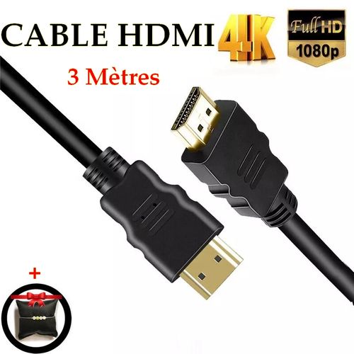 Câble Hdmi 3m 3d 4k 1080p + Bracelet Hope
