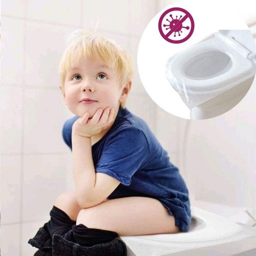 Lot De 100 Couvre-sièges Pour Abattant Toilette Wc Étanche Jetable + Sticker thumbnail 3