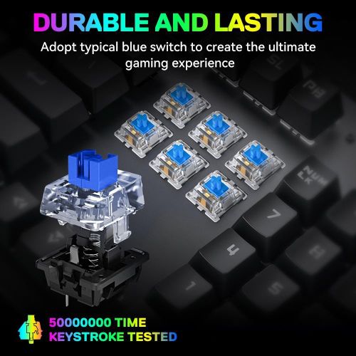 T-wolf Clavier Gaming Mécanique T61 Rgb Blue Switch - Noir