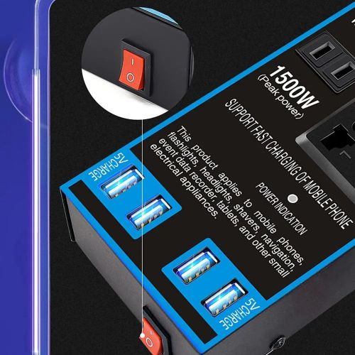 Onduleur De Voiture Puissant Dc 12v/24v À 220v Ac + Sticker thumbnail 2
