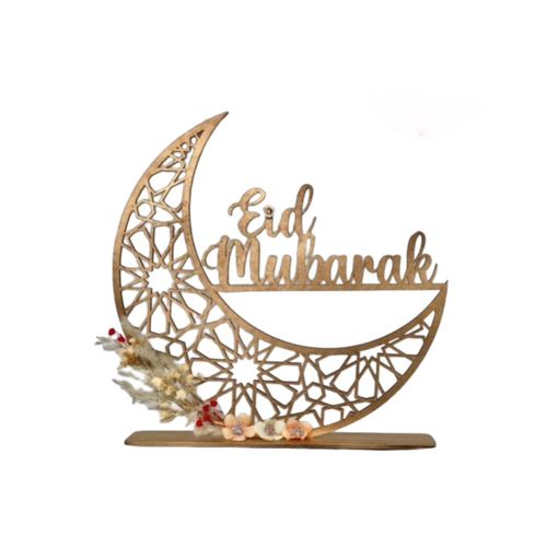 Trophée Lune Eid Mubarak En Bois