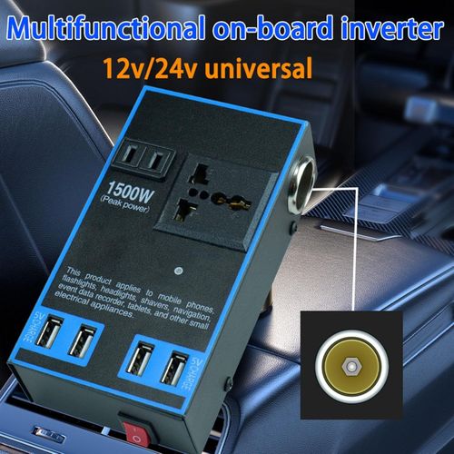 Onduleur De Voiture Puissant Dc 12v/24v À 220v Ac + Sticker thumbnail 3