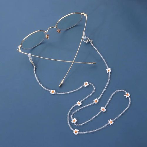 Chaîne De Lunettes En Perles Transparent & White Flower