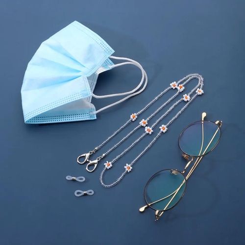 Chaîne De Lunettes En Perles Transparent & White Flower
