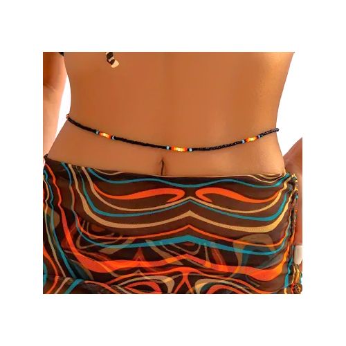 Chaîne De Ventre Noir & Colorful Beads, Chaine De Taille Pour Femme