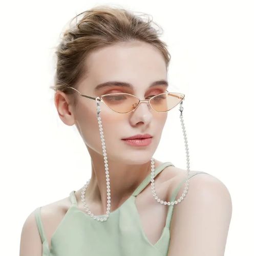 Chaîne De Lunettes Perle Blanc Classique & Mini Gold Beads