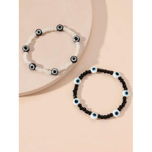 Pack 2 Bracelets Perle Classique & White/black Eyes
