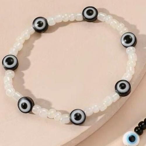 Pack 2 Bracelets Perle Classique & White/black Eyes