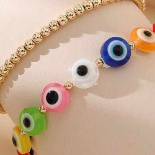 Pack 2 Bracelets Colorful Eyes & Gold Perle