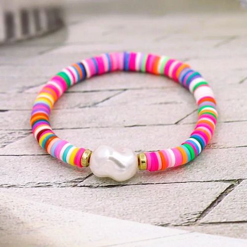 Bracelet Colorful Heishi & White Perle