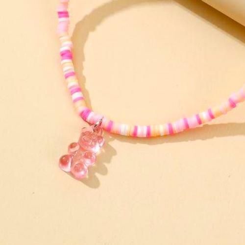 Collier Perle Heishi Rose & Nounours