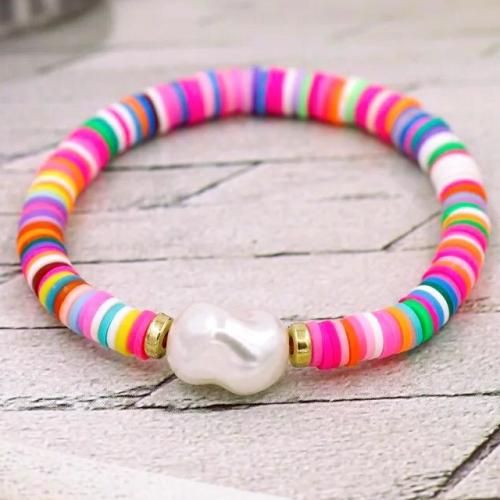 Bracelet Colorful Heishi & White Perle