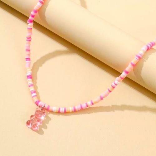 Collier Perle Heishi Rose & Nounours