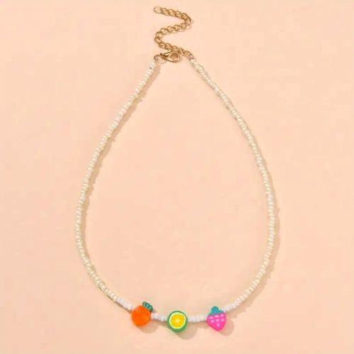 Collier Blanc Et 3 Fruits Emoji