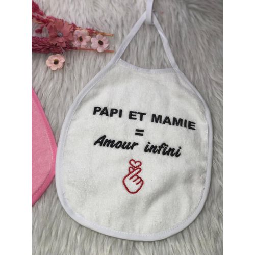 Pack 2 Bavoirs Pour Bébé - Tablier Dalimentation Ca Non De Mère En Fille / Papi Et Mamie = Amour Infini Pour Bébé Fille thumbnail 2