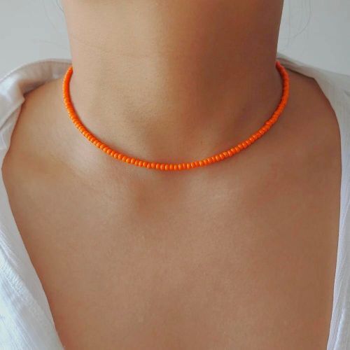 Collier Orange Classique Et Simple thumbnail 3