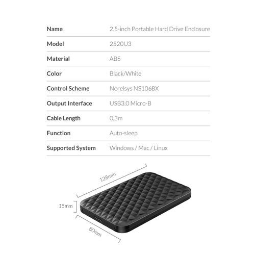 Boîtier De Disque Dur Externe 2.5 Pouces Usb3.0 thumbnail 3