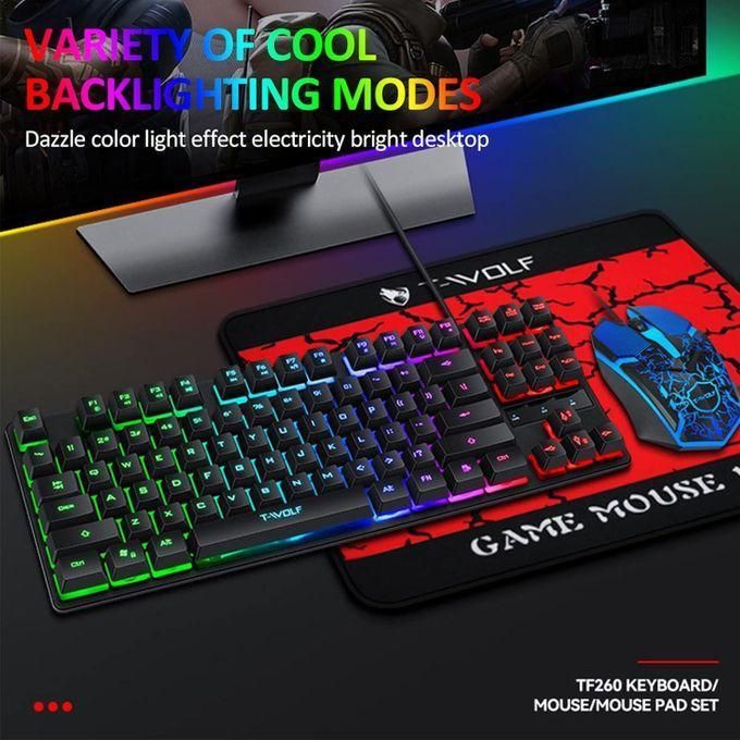 Pack Pro Gaming 3in1 Clavier 87 Touches, Souris & Tapis