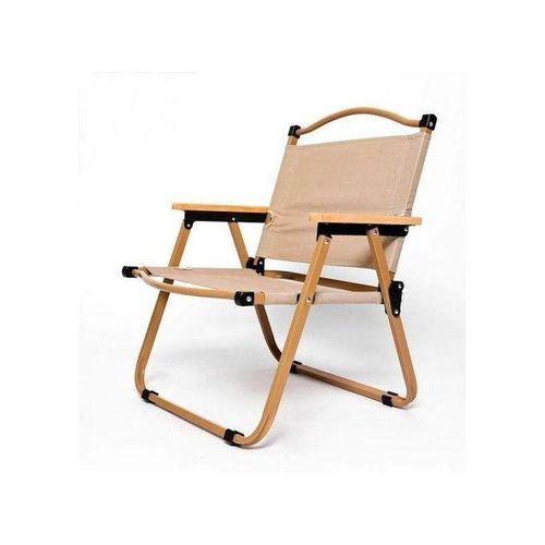 Chaise De Camping Chaise De Pêche Pliante Avec Accoudoirs - Tissu Oxford Et Structure Acier-beige