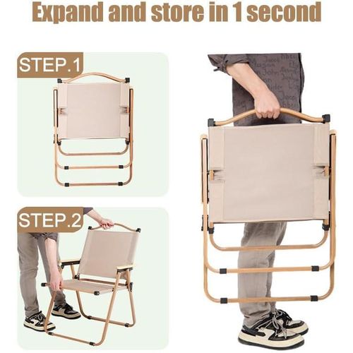 Chaise De Camping Chaise De Pêche Pliante Avec Accoudoirs - Tissu Oxford Et Structure Acier-beige