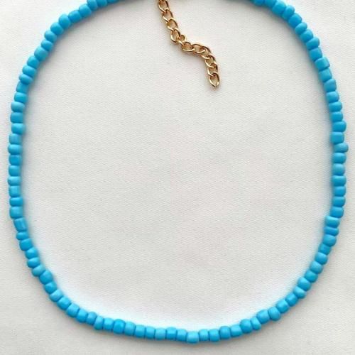 Collier Perle Bleu Ciel Simple Et Classique thumbnail 3
