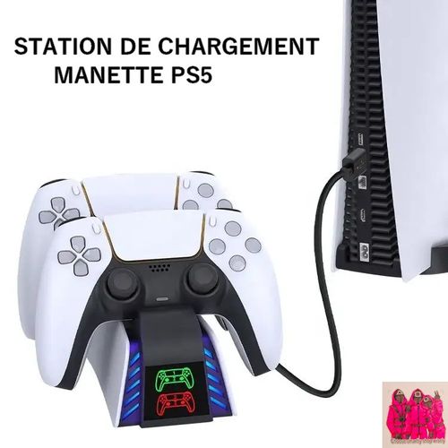 Station De Chargement Haute Vitesse À Double Manette Pour Ps5 + Sticker