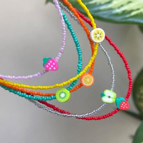 6 Colliers Choker Fruits Colorful