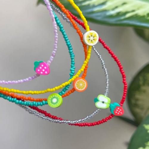 6 Colliers Choker Fruits Colorful