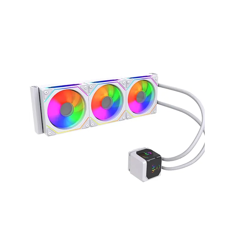 <p>Le <strong>NOVA Hydrocurved HC360 blanc  </strong> est un kit de watercooling AIO hautes performances conçu pour les configurations gaming et professionnelles. Équipé de <strong>trois ventilateurs de 120 mm</strong> et d’un radiateur en <strong>aluminium</strong>, il garantit un refroidissement efficace et silencieux pour les processeurs les plus puissants. Compatible avec les sockets <strong>AM4, AM5, Intel 1700 et Intel 1851</strong>, il offre une installation simple et une compatibilité étendue. Sa <strong>vitesse de rotation de 2400 tr/min</strong> assure un flux d’air optimal, tandis que son design blanc<strong> élégant</strong> et son éclairage personnalisable mettent en valeur vos composants dans les boîtiers avec panneaux en verre trempé. Compact, performant et stylé, le NOVA Hydrocurved HC360 Blanc est idéal pour les utilisateurs recherchant un refroidissement fiable et esthétique pour leur PC gaming ou station de travail.</p>