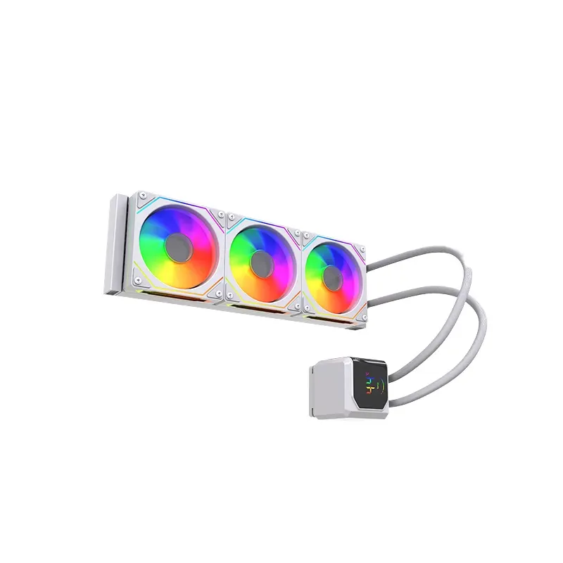 <p>Le <strong>NOVA Hydrocurved HC360 blanc  </strong> est un kit de watercooling AIO hautes performances conçu pour les configurations gaming et professionnelles. Équipé de <strong>trois ventilateurs de 120 mm</strong> et d’un radiateur en <strong>aluminium</strong>, il garantit un refroidissement efficace et silencieux pour les processeurs les plus puissants. Compatible avec les sockets <strong>AM4, AM5, Intel 1700 et Intel 1851</strong>, il offre une installation simple et une compatibilité étendue. Sa <strong>vitesse de rotation de 2400 tr/min</strong> assure un flux d’air optimal, tandis que son design blanc<strong> élégant</strong> et son éclairage personnalisable mettent en valeur vos composants dans les boîtiers avec panneaux en verre trempé. Compact, performant et stylé, le NOVA Hydrocurved HC360 Blanc est idéal pour les utilisateurs recherchant un refroidissement fiable et esthétique pour leur PC gaming ou station de travail.</p>